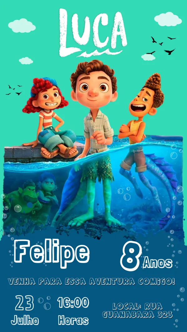 Convite Luca - Felipe 8 anos