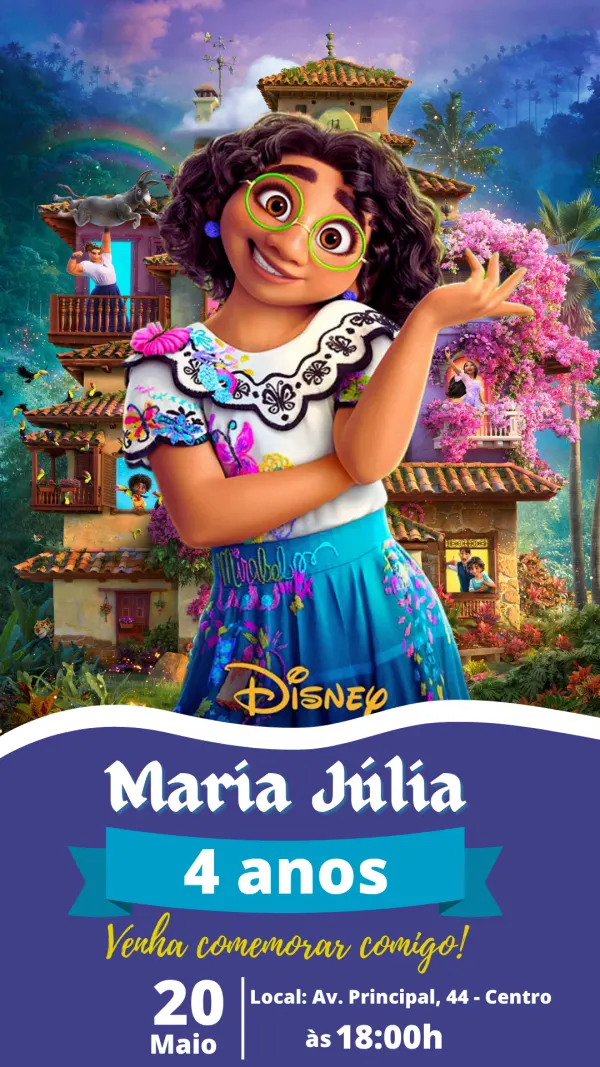 Convite Encanto - Maria Júlia 4 anos